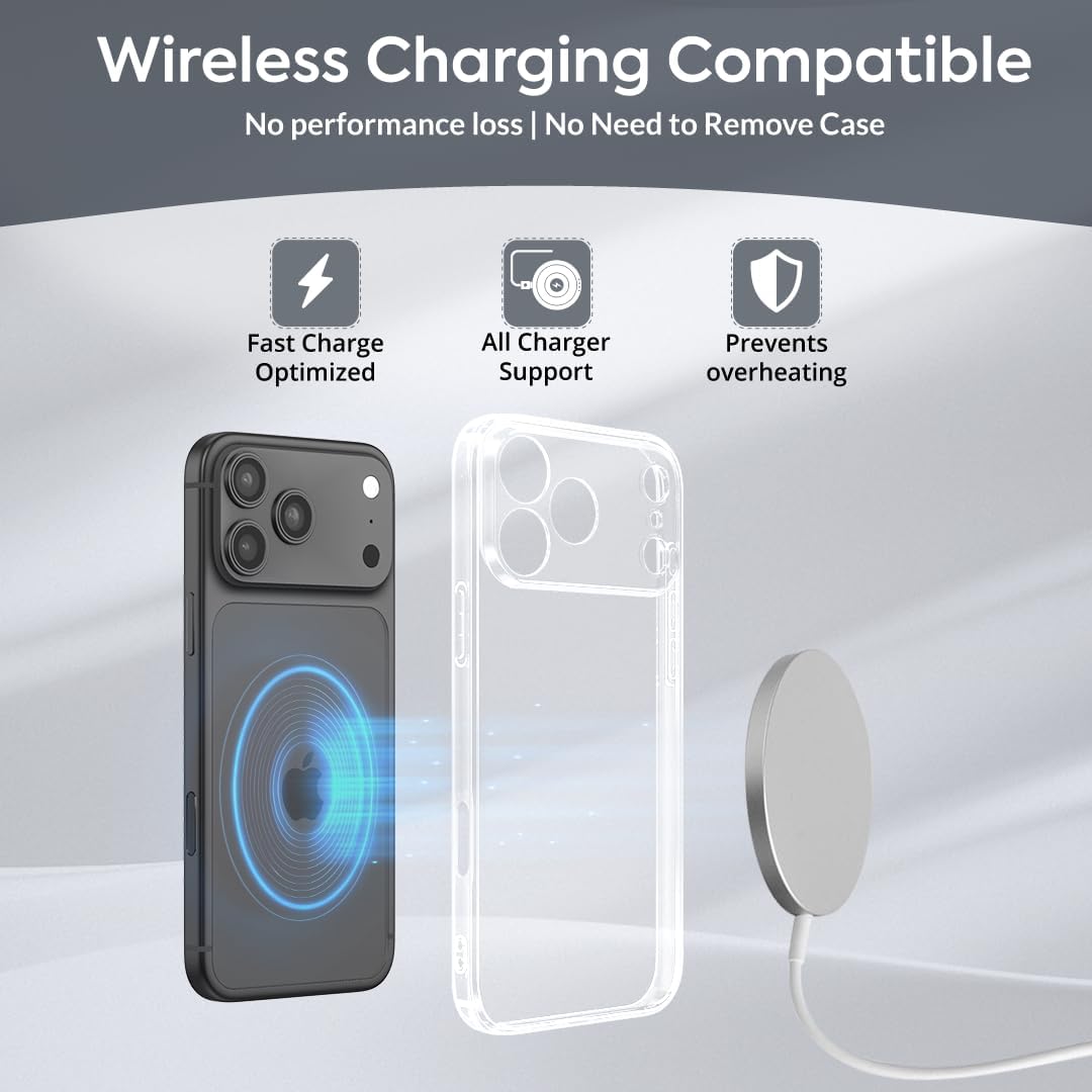 Case for iPhone 17 Pro 6.3-Inch, Non-Yellowing Shockproof Phone Bumper Cover, Anti-Scratch Clear Back (Clear)