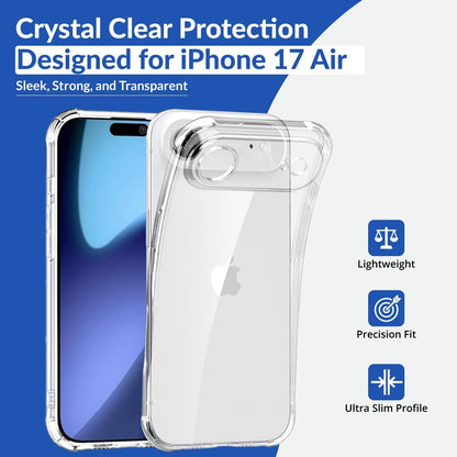 Case for iPhone 17 Air, Non-Yellowing Shockproof Phone Bumper Cover, Anti-Scratch Clear Back, 6.5-Inch Display (Clear)