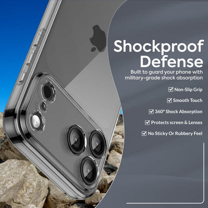 Case for iPhone 17 Pro 6.3-Inch, Non-Yellowing Shockproof Phone Bumper Cover, Anti-Scratch Clear Back (Clear)