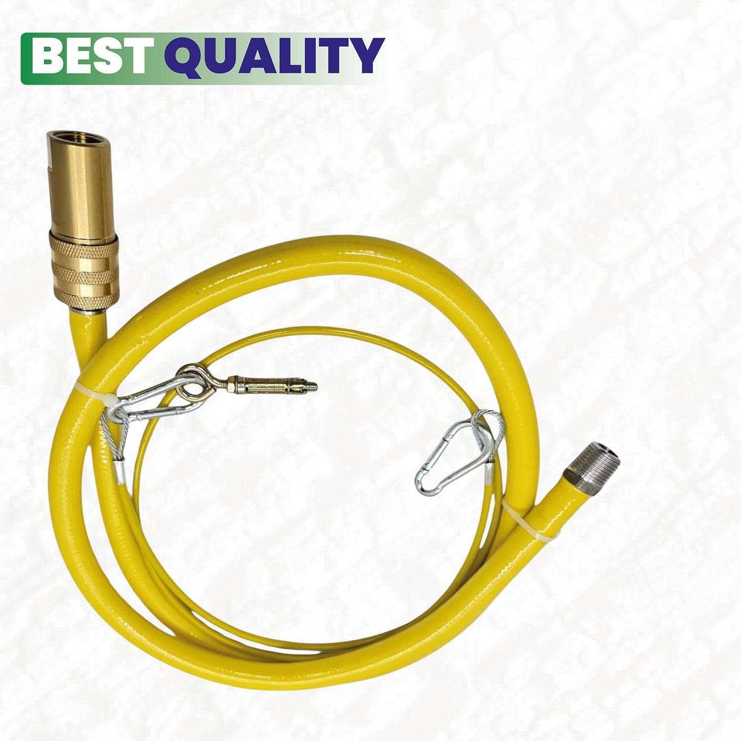 Commercial Gas Catering Hose 1/2 Inch x 1m - Heavy Duty Yellow Pipe for Kitchen, LPG, NG, Propane, Butane - Flexible Stainless Steel Braided Hose for...