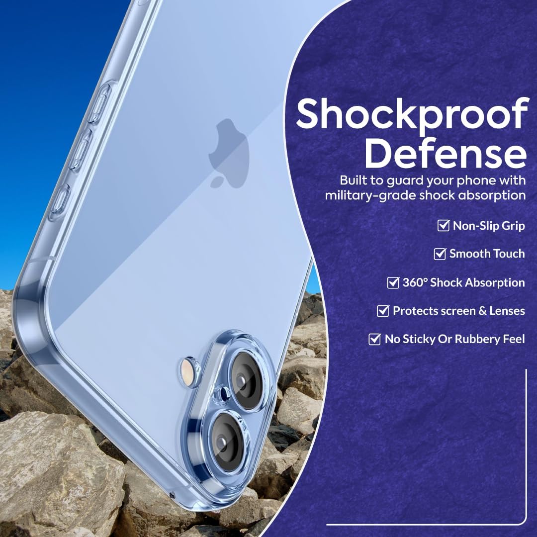 Case for iPhone 17 6.3-Inch, Non-Yellowing Shockproof Phone Bumper Cover, Anti-Scratch (Clear)