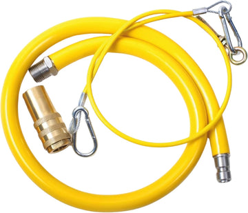 Commercial Gas Catering Hose 1/2 Inch x 1m - Heavy Duty Yellow Pipe for Kitchen, LPG, NG, Propane, Butane - Flexible Stainless Steel Braided Hose for...