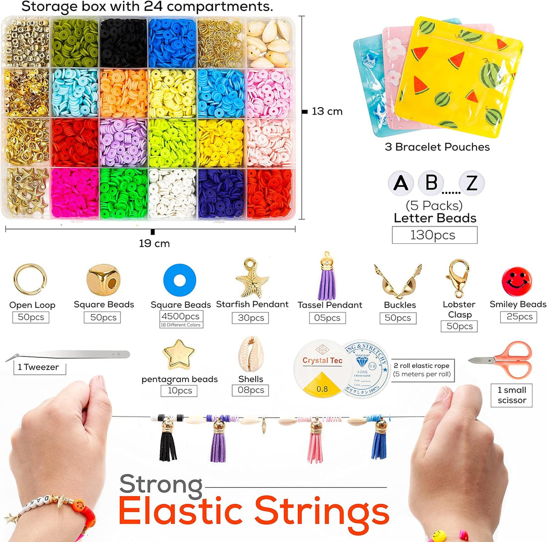 5000 Pcs Clay Beads for Jewelry Making Kit
