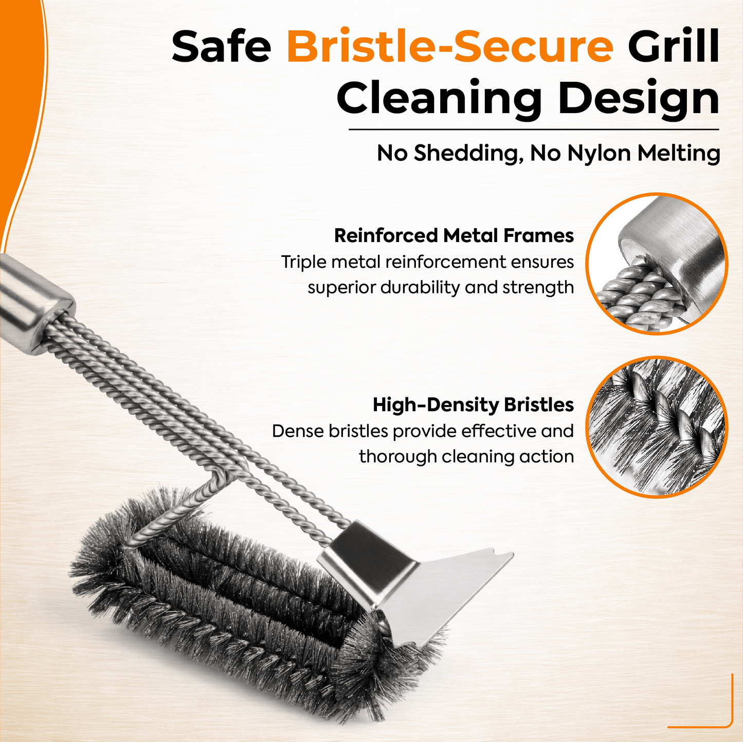 Heavy Duty BBQ Cleaning Brush Grill Cleaner Barbecue Wire Head Steel Handle Tool