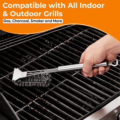 Heavy Duty BBQ Cleaning Brush Grill Cleaner Barbecue Wire Head Steel Handle Tool