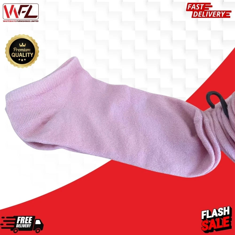 6 & 12 Pairs of Low Cut Ladies Microfibre Trainers Liners Colourful Socks 4-6