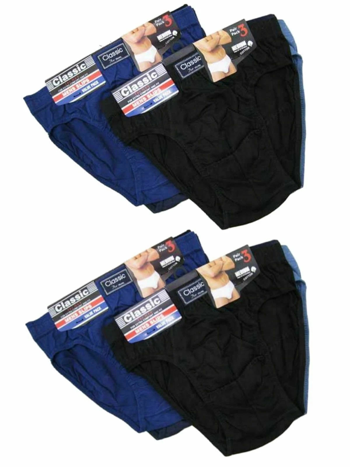 6 Pack Mens Slips Underwear Classic Sports Soft Cotton Ribbed Briefs Pants S-XXL